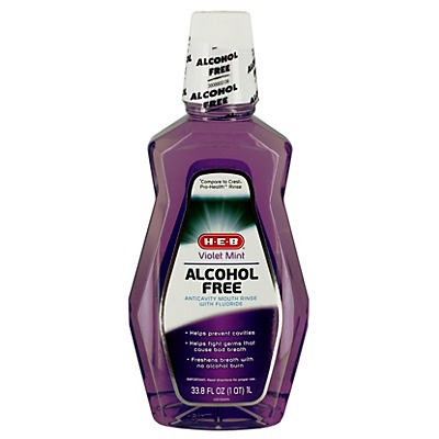 slide 1 of 1, H-E-B Alcohol Free Violet Mint Mouthwash, 33.8 oz