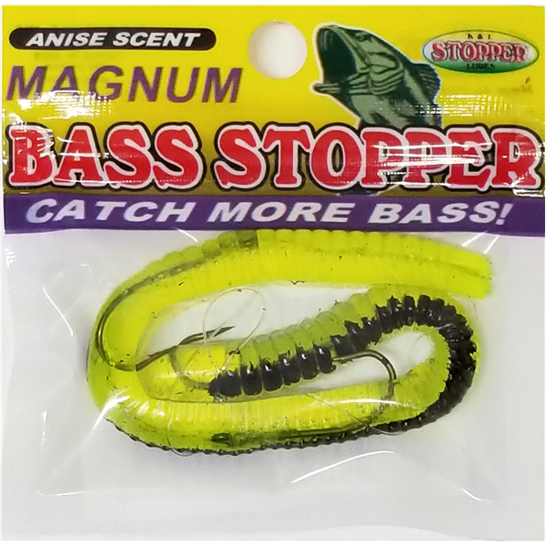 slide 1 of 1, Bass Stopper Magnum Chartreuse Black Stripe, 1 ct