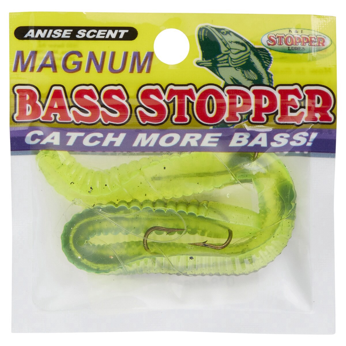 slide 1 of 1, Bass Stopper Magnum Chartreuse Black Stripe, 1 ct