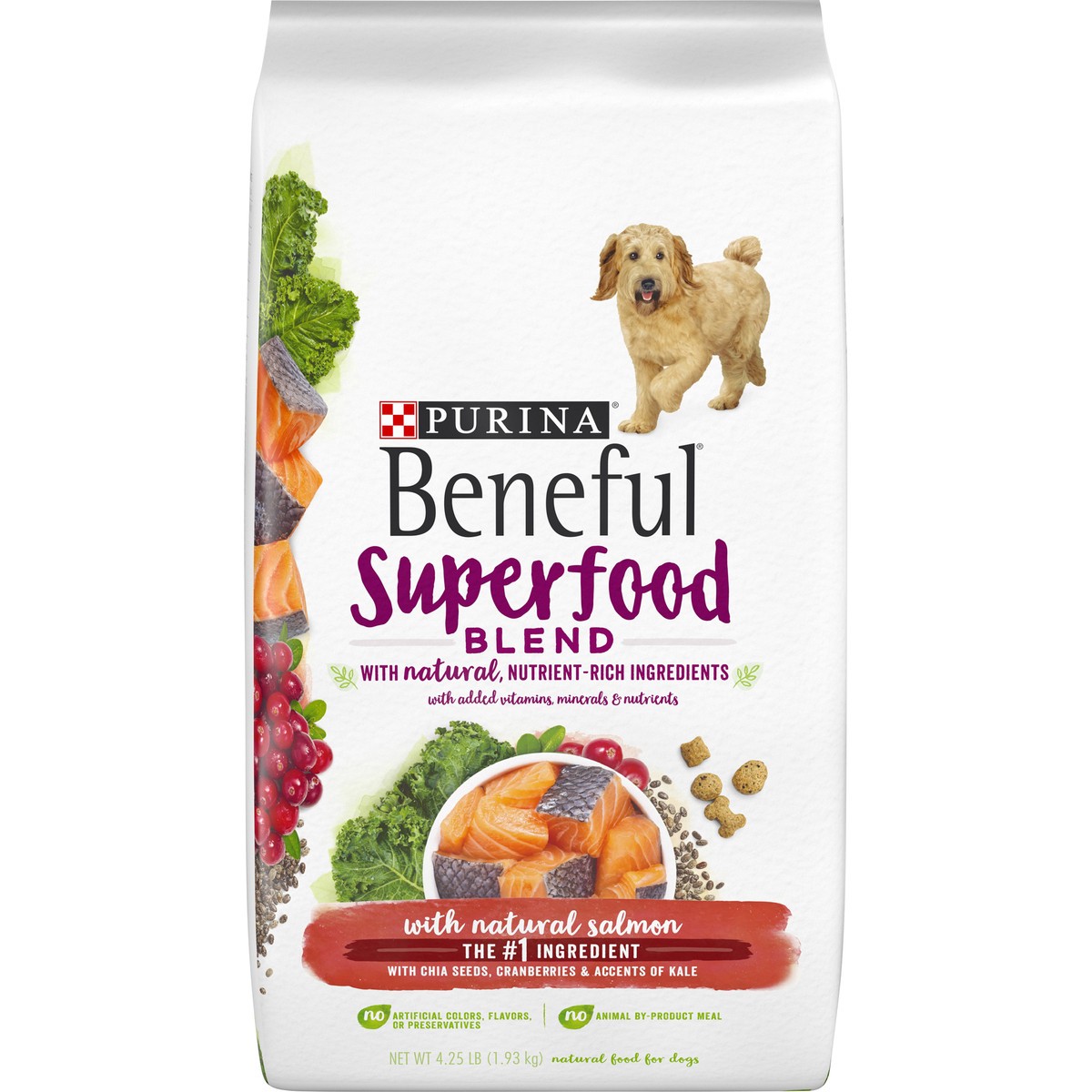 slide 5 of 9, Beneful Purina Beneful Natural Dry Dog Food, Superfood Blend With Salmon, 4.25 lb