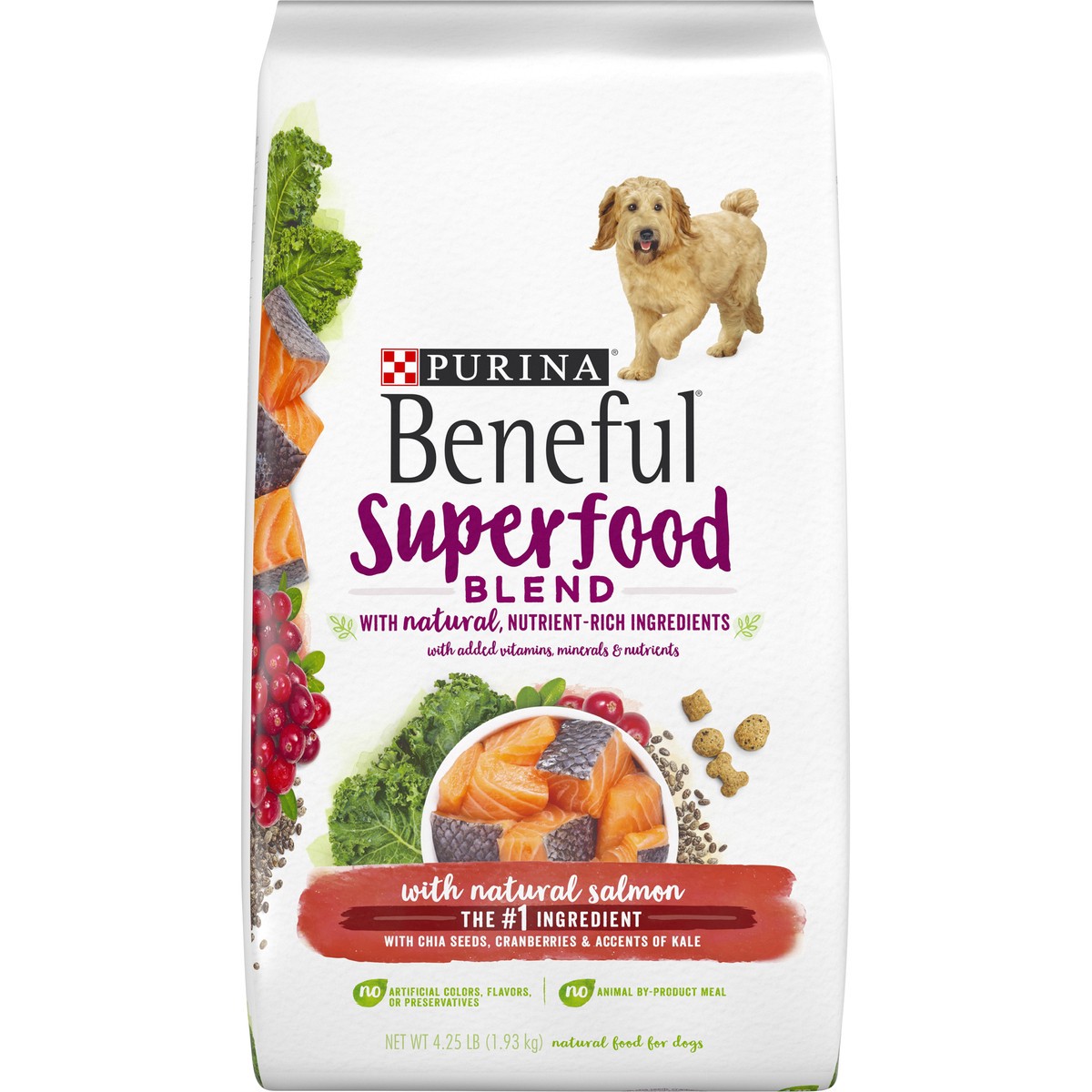 slide 1 of 9, Beneful Purina Beneful Natural Dry Dog Food, Superfood Blend With Salmon, 4.25 lb