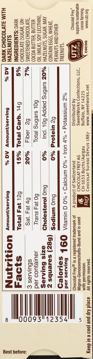 slide 6 of 6, Frey Dark Chocolate Crunchy Nut Bar, 3 oz