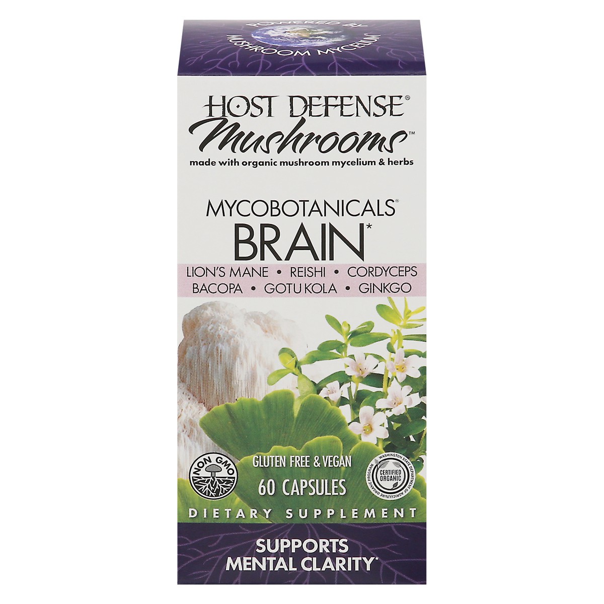 slide 1 of 12, Host Defense Mushrooms Mycobotanicals Brain 60 Capsules, 60 ct