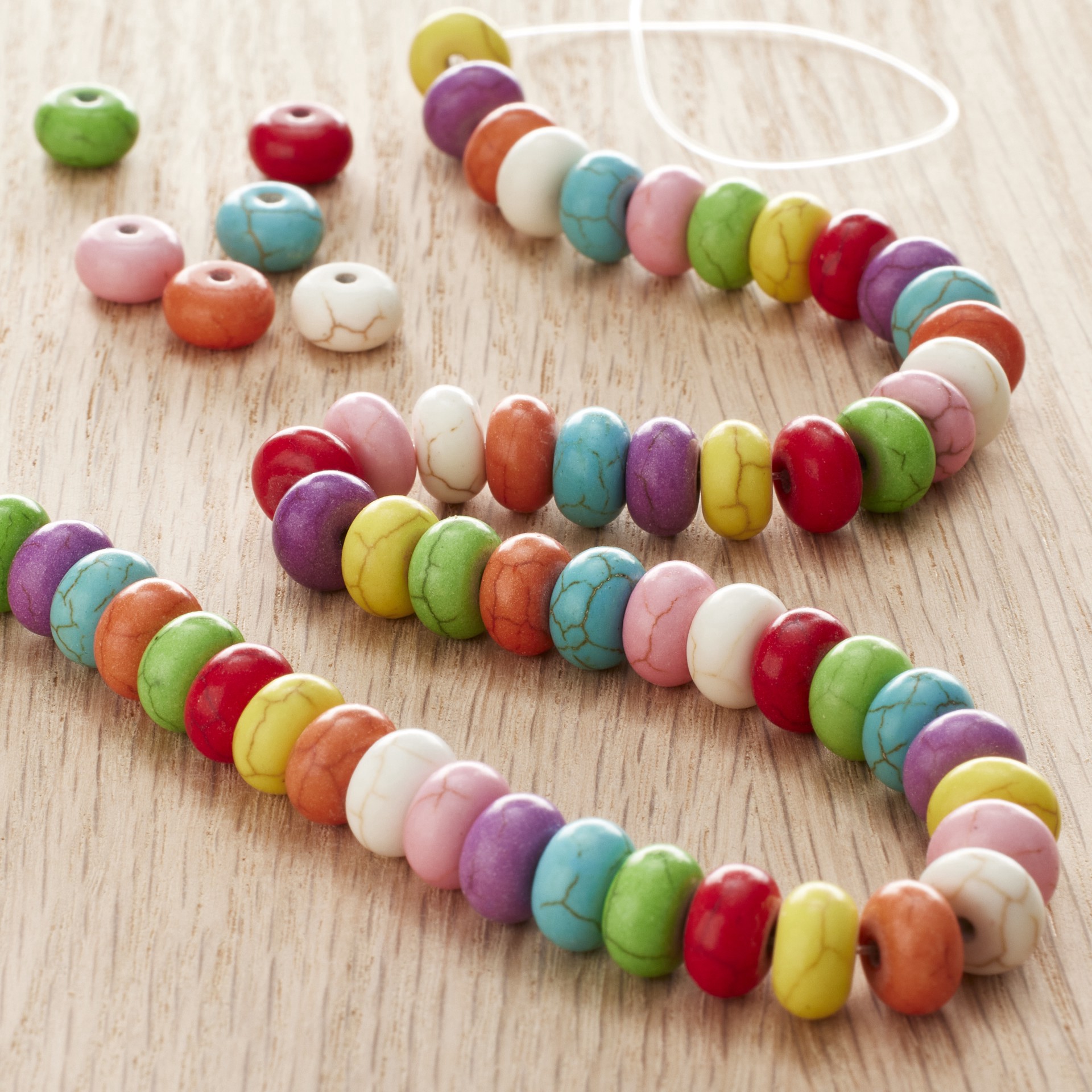 slide 2 of 3, Colorful Howlite Rondel Beads, 8mm By Bead Landing, 8mm
