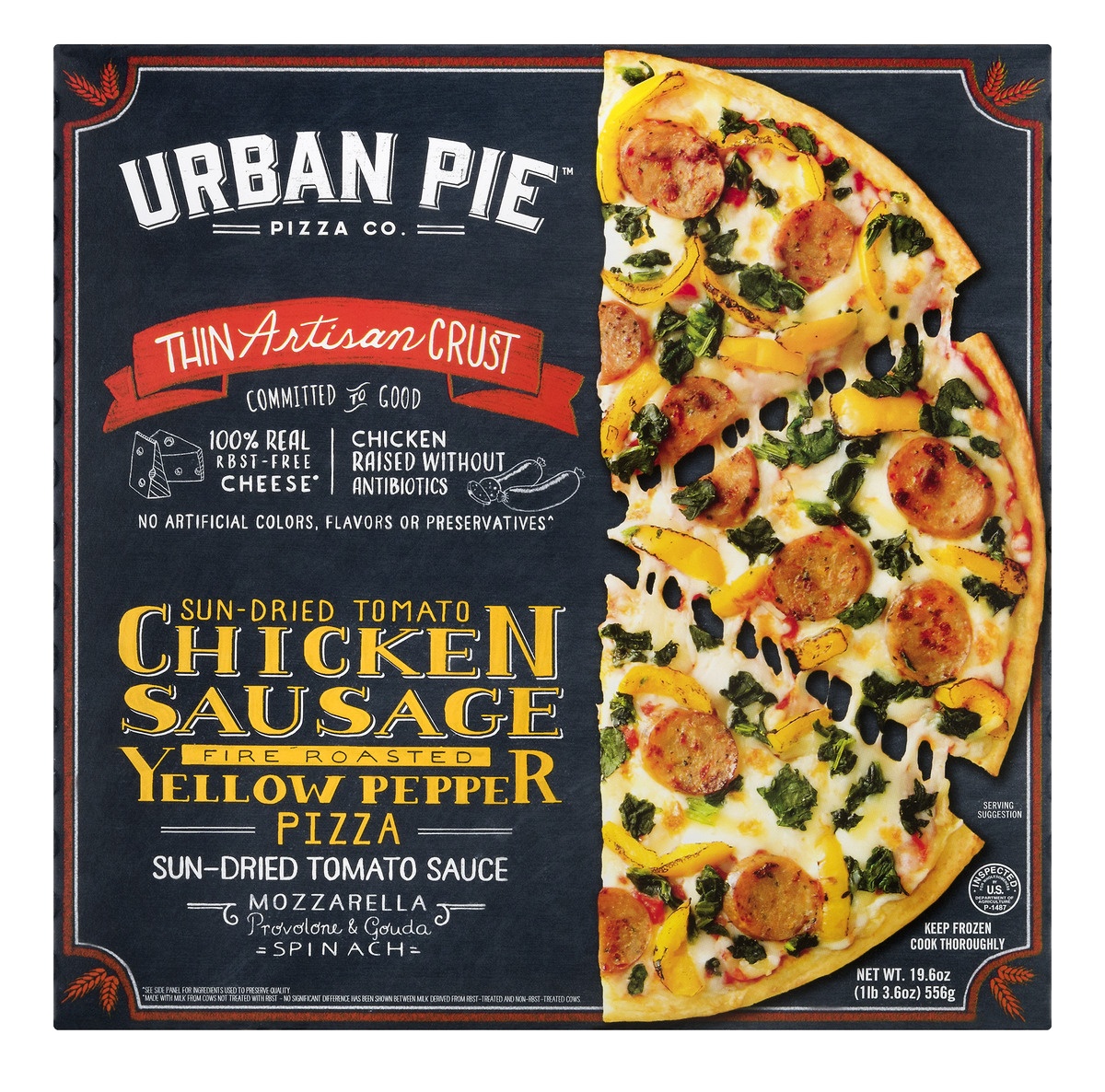 slide 1 of 1, Urban Pie Pizza Co. Lakeview Sun-Dried Tomato Chicken Sausage Fire Roasted Yellow Pepper Thin Crust Craft Pizza, 19.6 oz