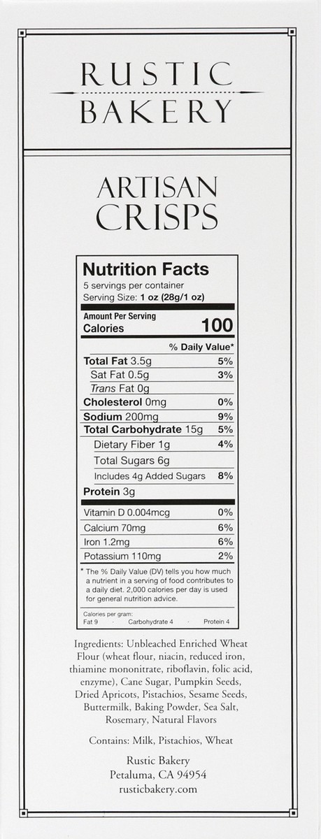 slide 8 of 9, Rustic Bakery Apricot, Pistachio & Brandy Artisan Crisps 5 oz, 5 oz