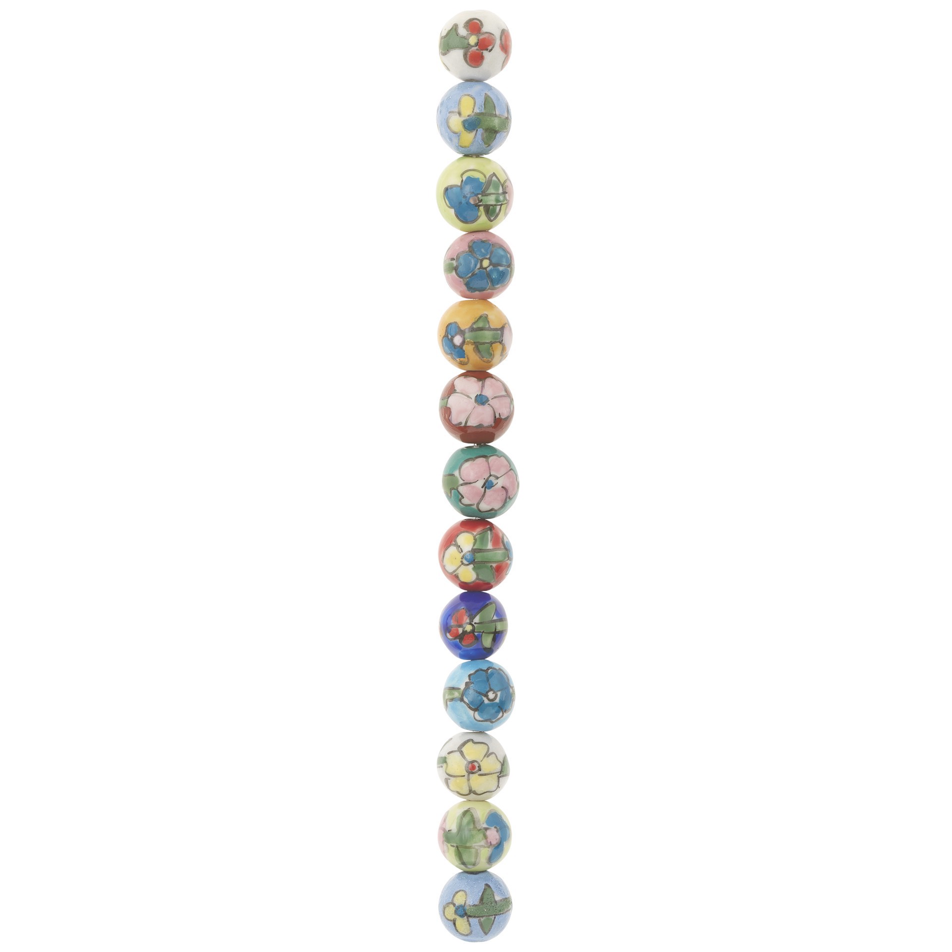 slide 2 of 3, Multicolor Ceramic Flower Design Round Beads, 14mm By Bead Landing, 14mm