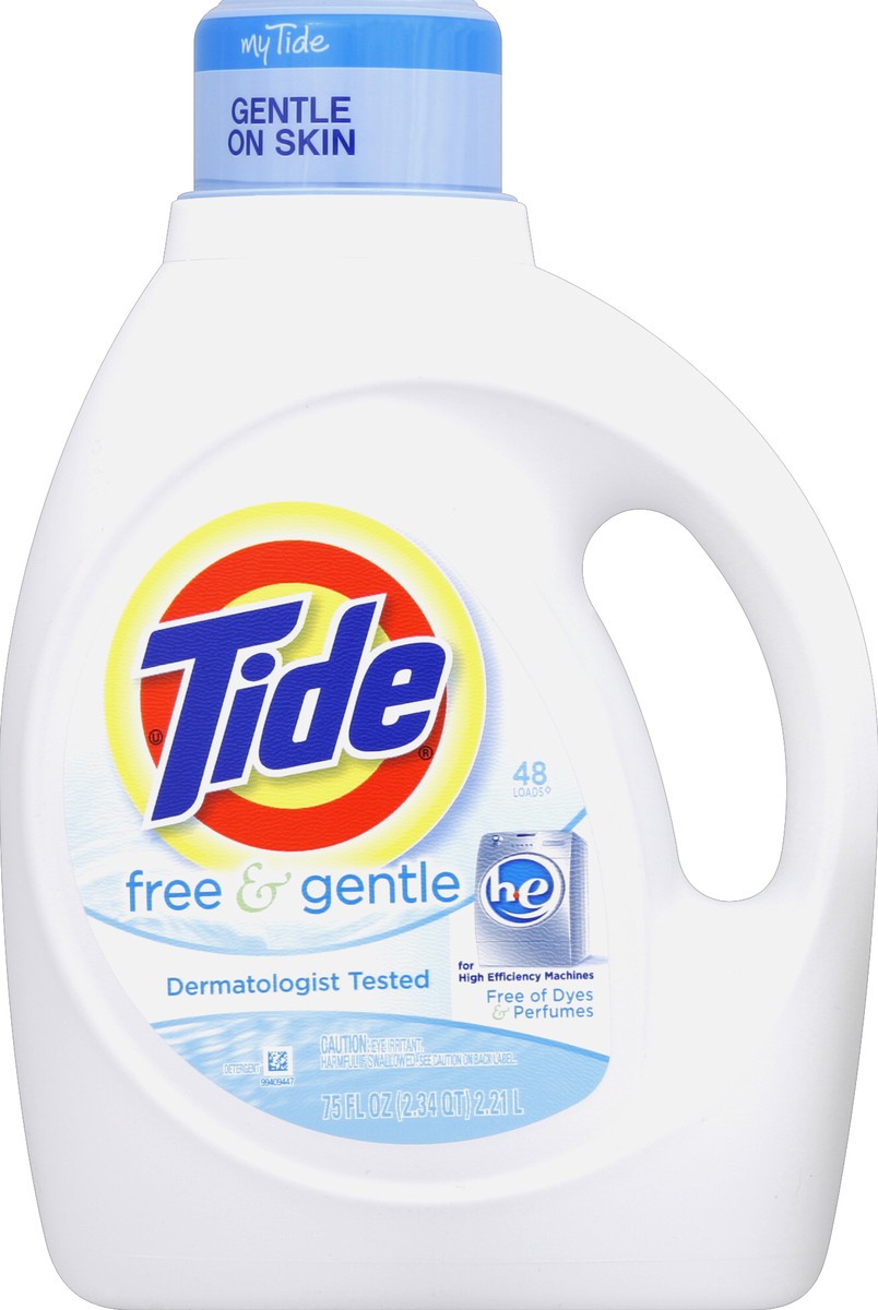 slide 2 of 3, Tide Free & Gentle HE Liquid Laundry Detergent, 75 oz