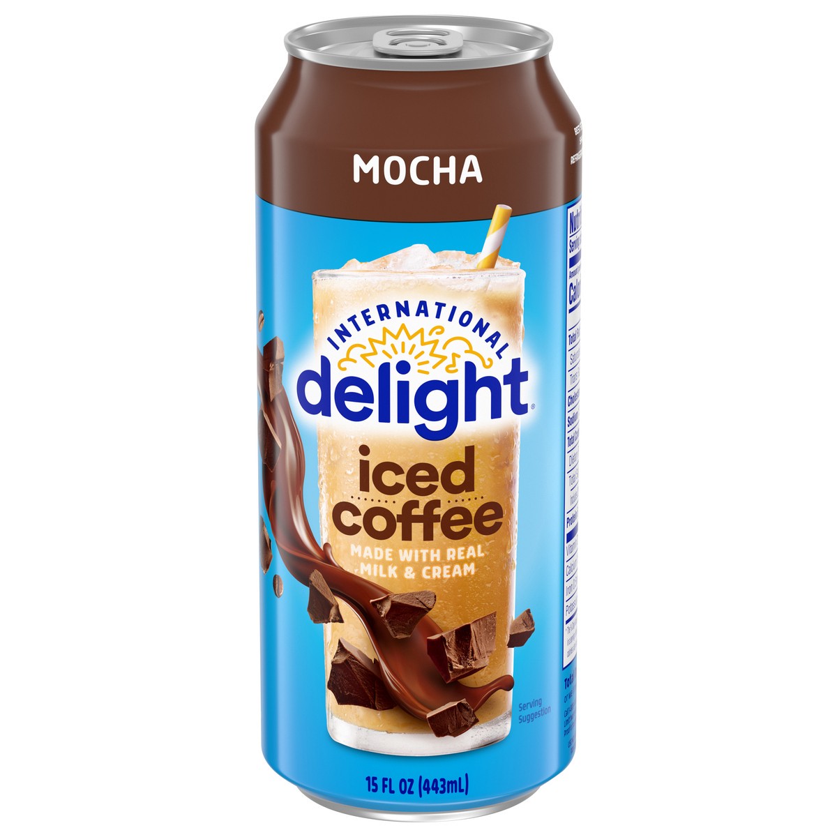 slide 1 of 1, International Delight Iced Coffee, Mocha, Grab and Go Coffee Drinks Made with Real Milk and Cream, 15 FL OZ Can, 15 fl oz