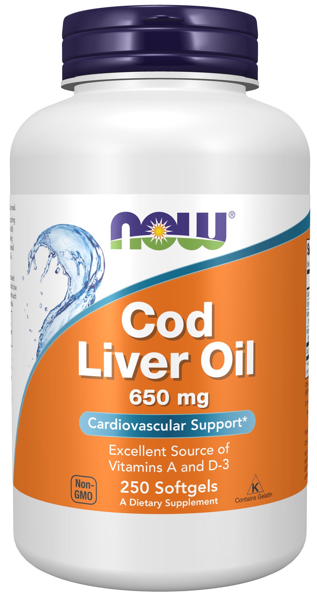 slide 1 of 4, NOW Cod Liver Oil 650 mg - 250 Softgels, 250 ct