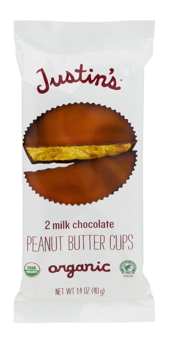 slide 1 of 9, Justin's Milk Chocolate Peanut Butter Cups 2.0 oz, 1.4 oz