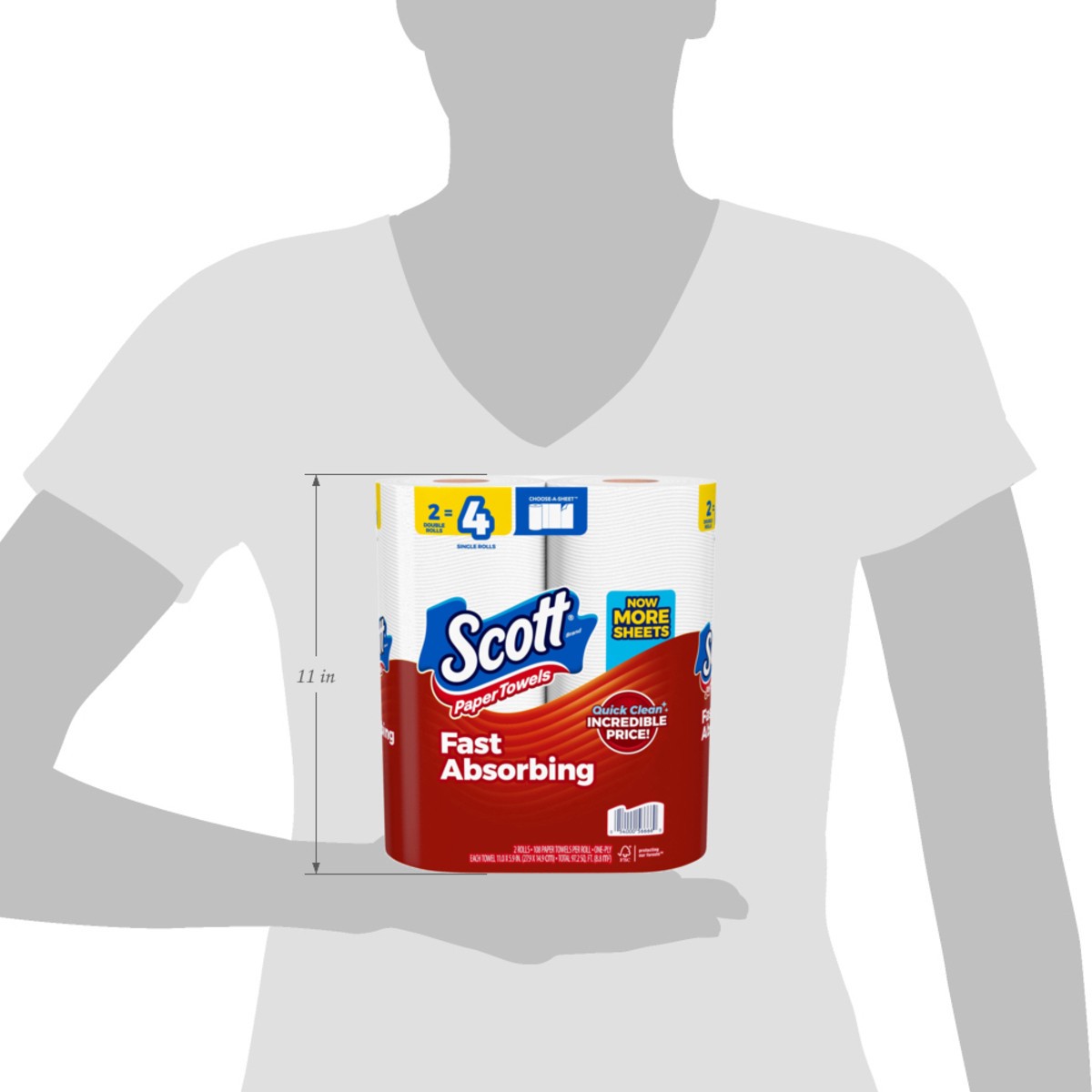 slide 5 of 11, Scott Paper Towels, Choose-A-Sheet, 2 Double Rolls = 4 Regular Rolls (108 Sheets Per Roll), 2 ct