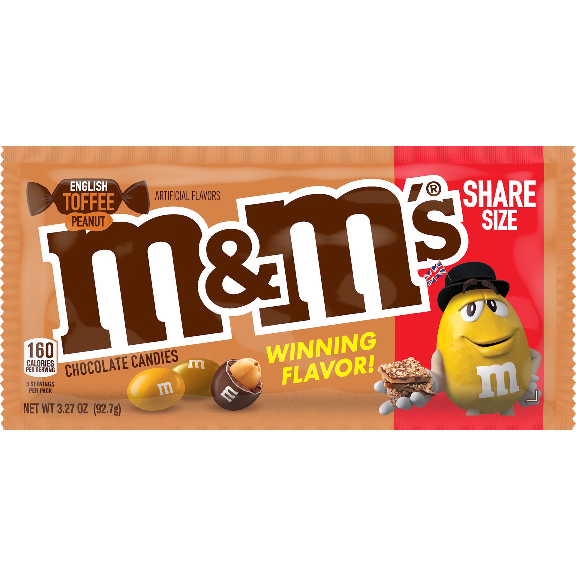 slide 1 of 2, M&M's English Toffee Peanut Chocolate Candy Flavor Vote, 3.27 Ounce, 3.27 oz