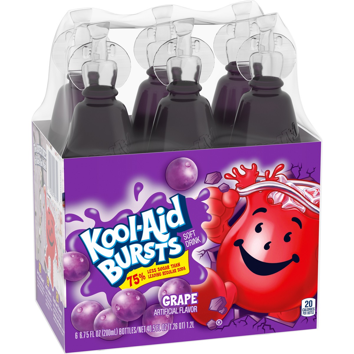 slide 9 of 9, Kool-Aid Bursts Grape Artificially Flavored Soft Drink, 6 ct Pack, 6.75 fl oz Bottles, 6 ct