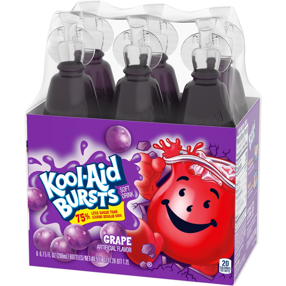 slide 3 of 9, Kool-Aid Bursts Grape Artificially Flavored Soft Drink, 6 ct Pack, 6.75 fl oz Bottles, 6 ct