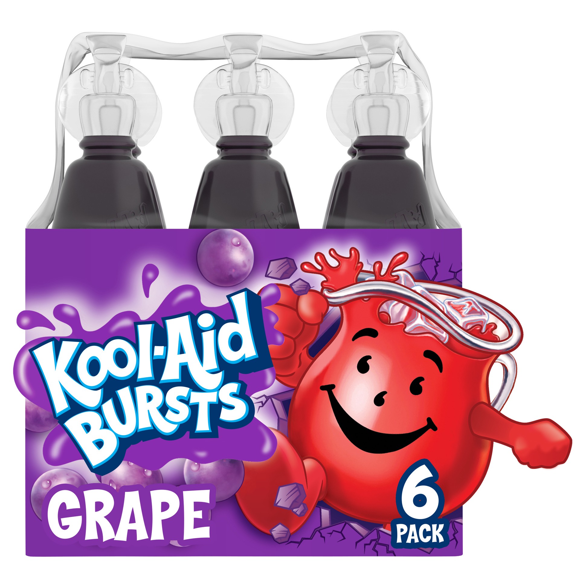 slide 1 of 9, Kool-Aid Bursts Grape Artificially Flavored Soft Drink, 6 ct Pack, 6.75 fl oz Bottles, 6 ct