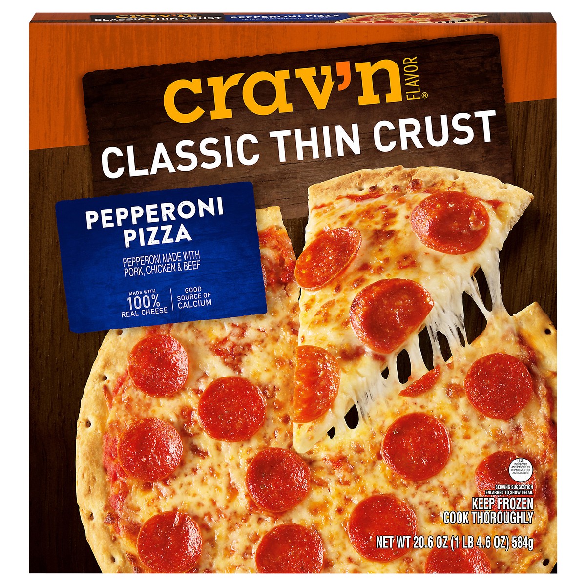 slide 3 of 4, Crav'n Crav'n Pepperoni Thin Crust Pizza, 20.6 oz
