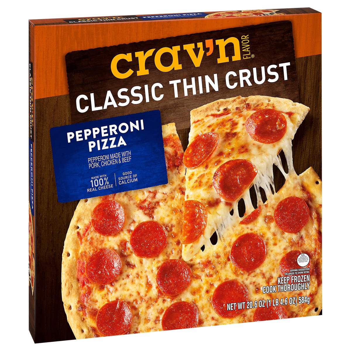 slide 2 of 4, Crav'n Crav'n Pepperoni Thin Crust Pizza, 20.6 oz