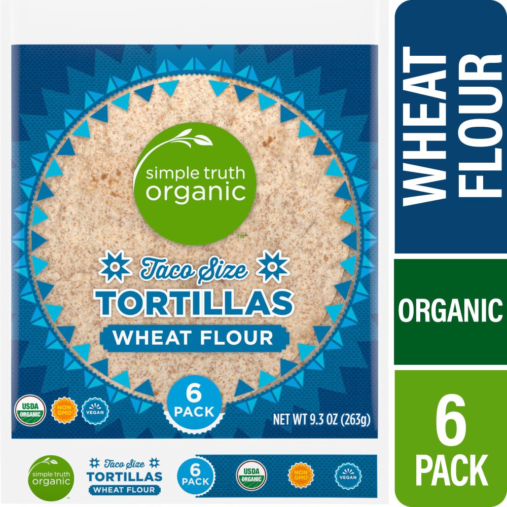 slide 1 of 6, Simple Truth Organic Taco Size Wheat Flour Tortillas, 6 ct / 9.3 oz