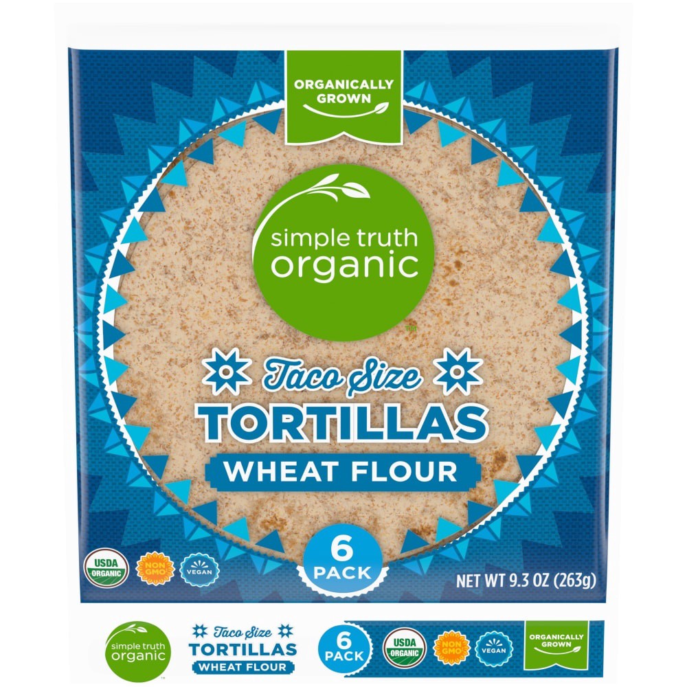 slide 1 of 6, Simple Truth Organic Taco Size Wheat Flour Tortillas, 6 ct / 9.3 oz
