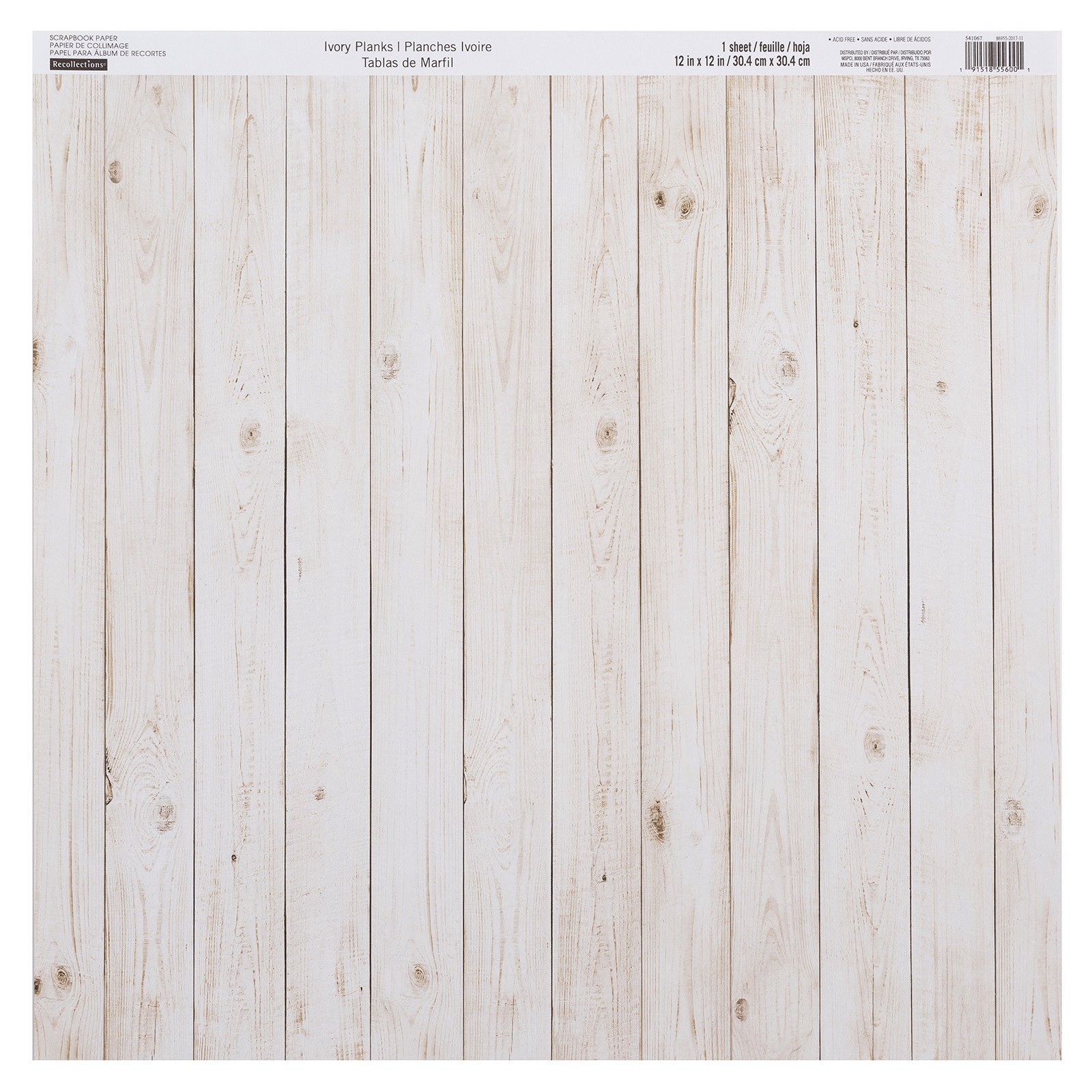 slide 3 of 3, Ivory Planks Scrapbook Paper By Recollections, 12" X 12", 12 in x 12 in