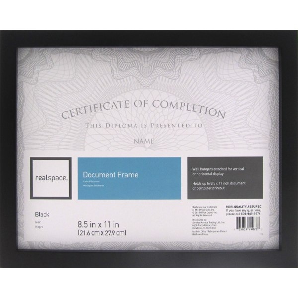 slide 1 of 3, Realspace Photo/Document Frame, Gallery, 8-1/2'' X 11'', Black, 1 ct