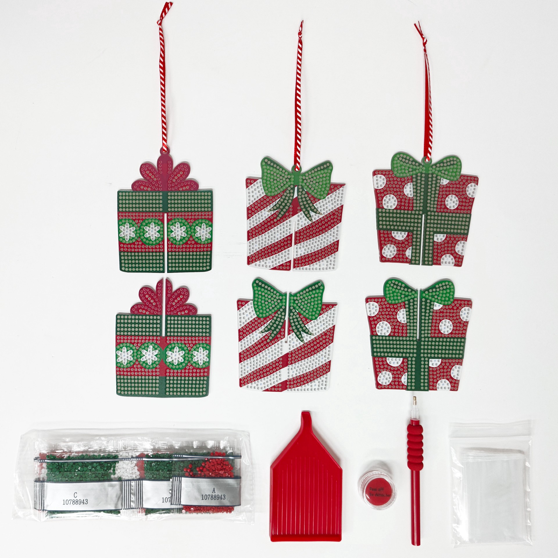 slide 2 of 3, 3d Present Ornament Diamond Art Kit By Make Market, 3.5 in x 3.7 in