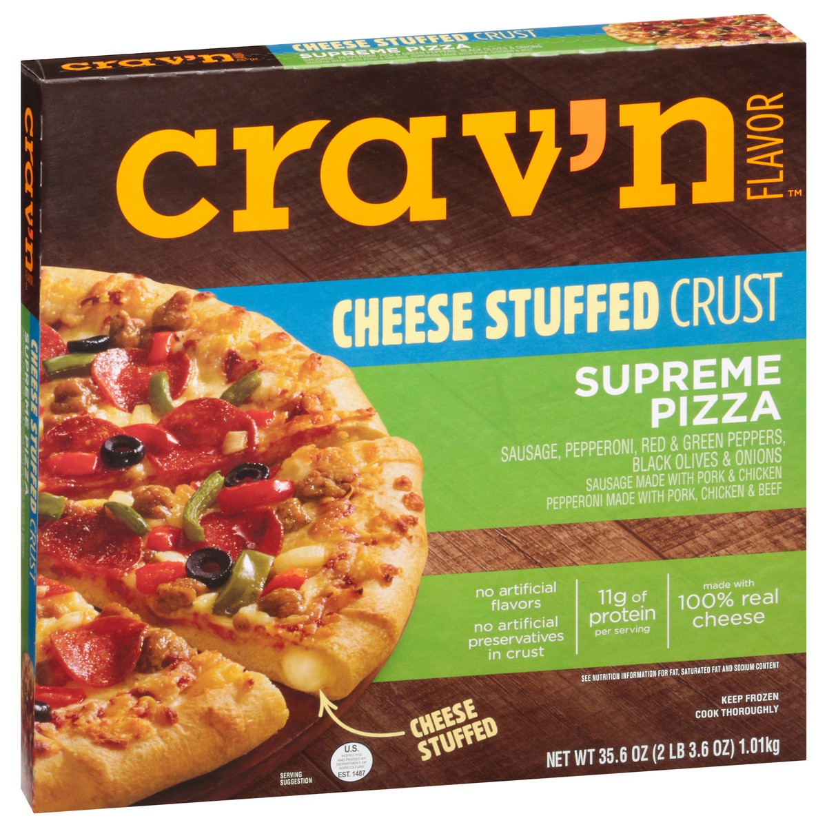 slide 5 of 9, Crav'N Flavor Stuffed Crust Supreme Pizza, 35.6 oz