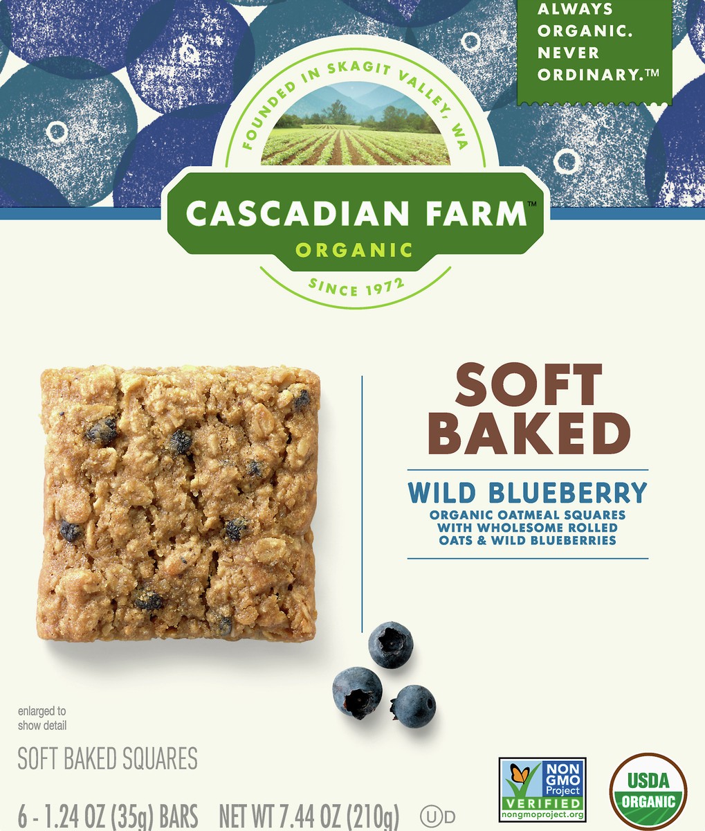 slide 2 of 12, Cascadian Farm Organic Wild Blueberry Soft Baked Squares 6 ea, 6 ct