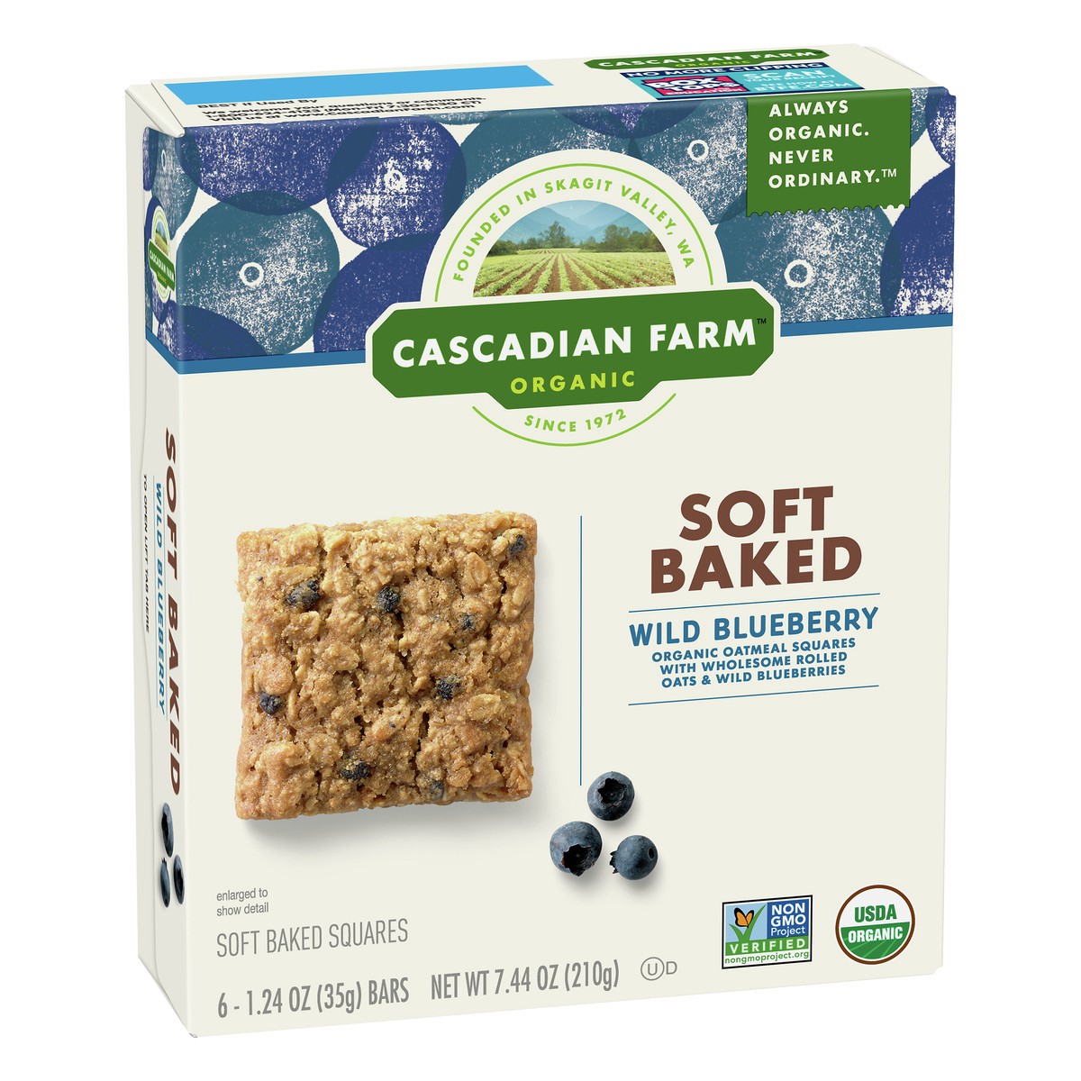 slide 5 of 12, Cascadian Farm Organic Wild Blueberry Soft Baked Squares 6 ea, 6 ct