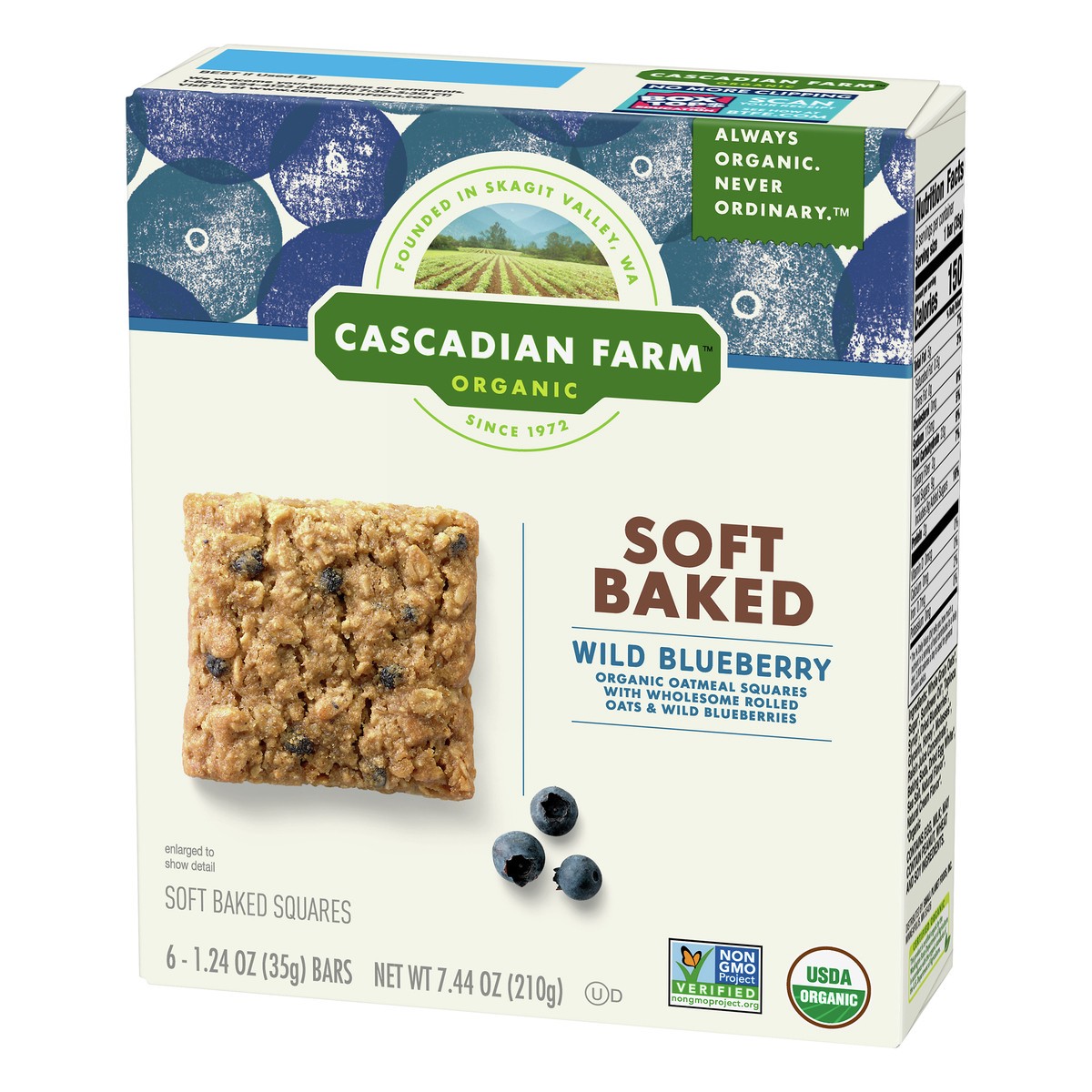 slide 6 of 12, Cascadian Farm Organic Wild Blueberry Soft Baked Squares 6 ea, 6 ct