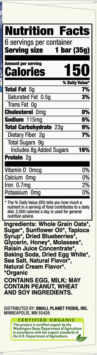 slide 11 of 12, Cascadian Farm Organic Wild Blueberry Soft Baked Squares 6 ea, 6 ct