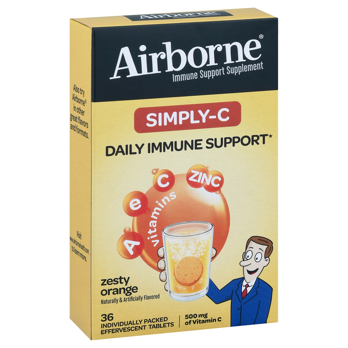 slide 3 of 14, Airborne Simply-C Daily Immune Support Effervescent Tablets, 36 ct