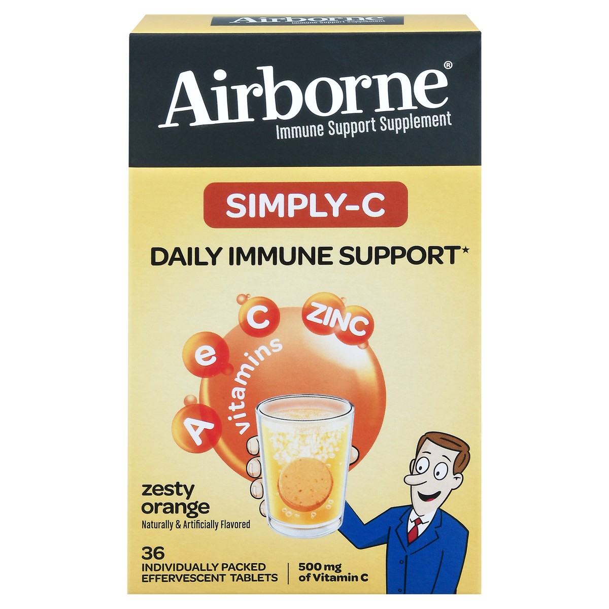 slide 1 of 14, Airborne Simply-C Daily Immune Support Effervescent Tablets, 36 ct