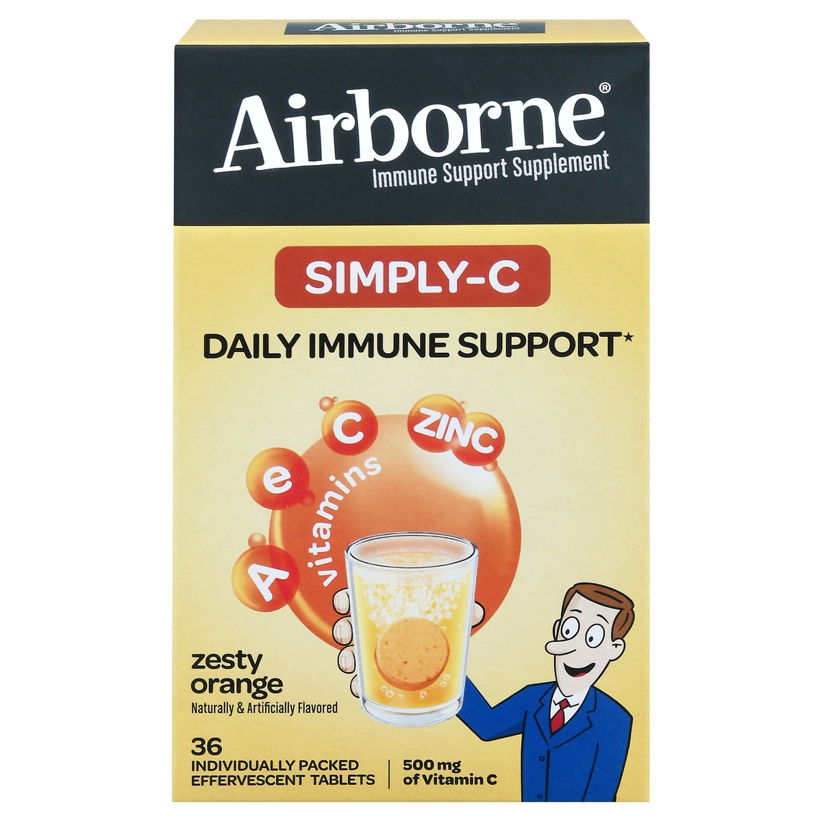 slide 1 of 1, Airborne Simply-C Daily Immune Support Effervescent Tablets, 36 ct