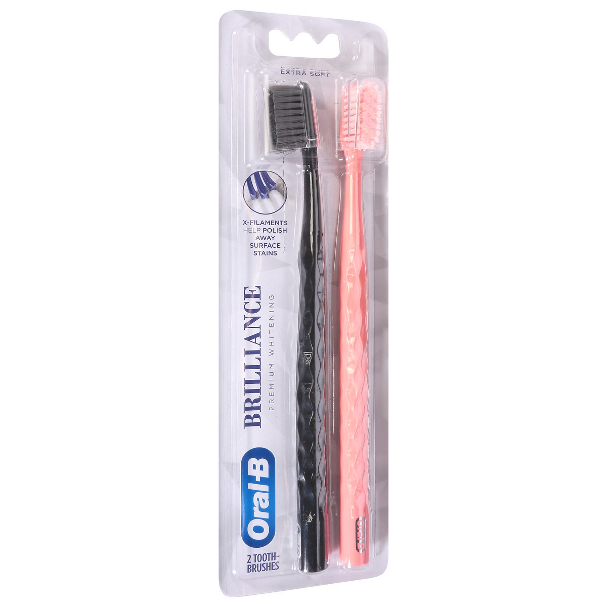 slide 6 of 9, Oral-B Pro Whitening Brilliance Toothbrushes, Extra Soft, Black and Coral, 2 Count, 2 ct