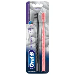 Oral-B Pro Whitening Brilliance Toothbrushes, Extra Soft, Black and Coral, 2 Count