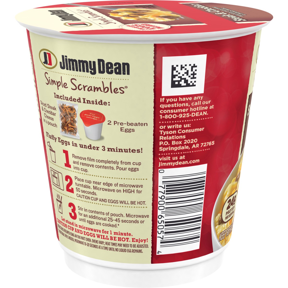 slide 3 of 8, Jimmy Dean Simple Scrambles Steak & Cheddar Breakfast Cups, 5.35 oz., 151.67 g