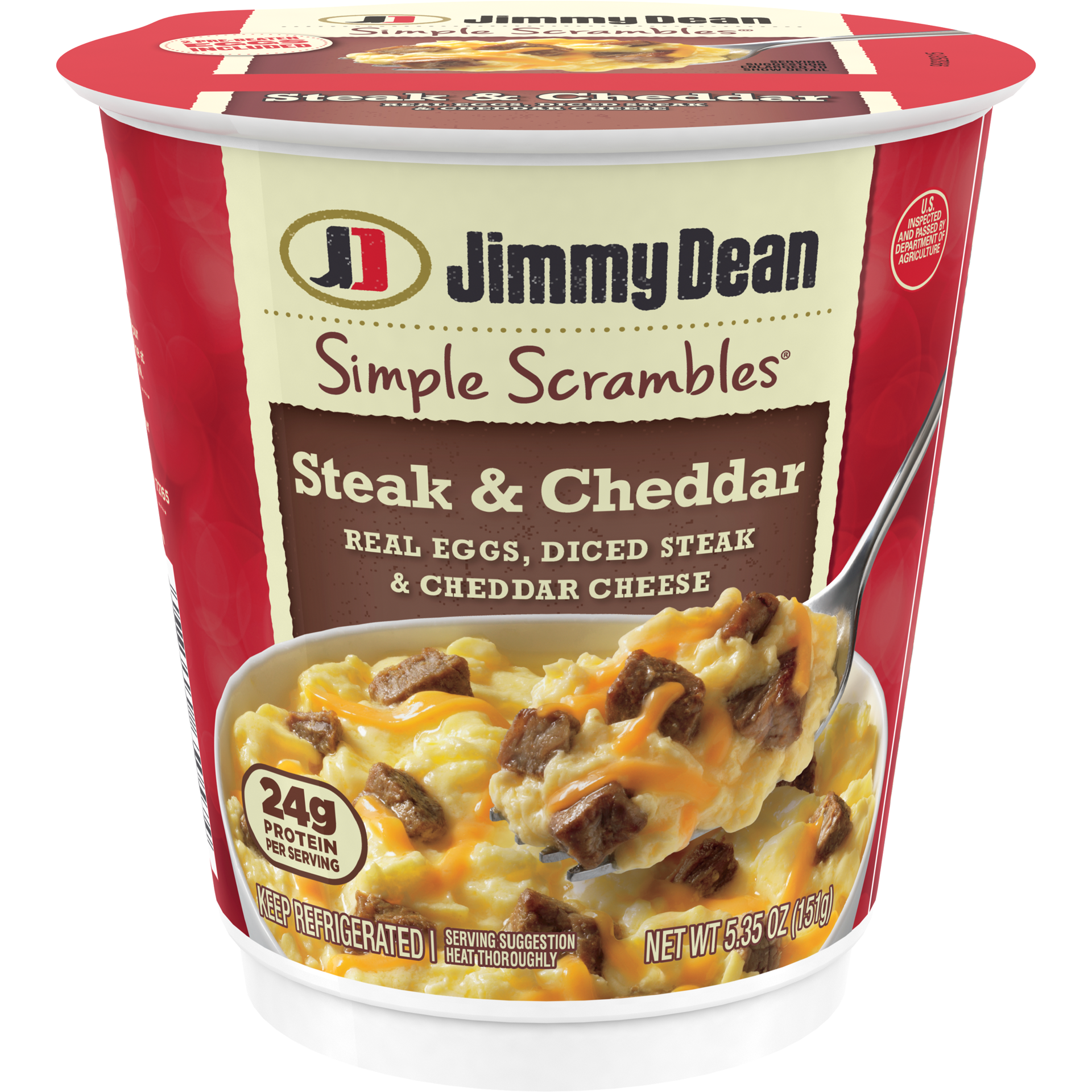 slide 1 of 8, Jimmy Dean Simple Scrambles Steak & Cheddar Breakfast Cups, 5.35 oz., 151.67 g