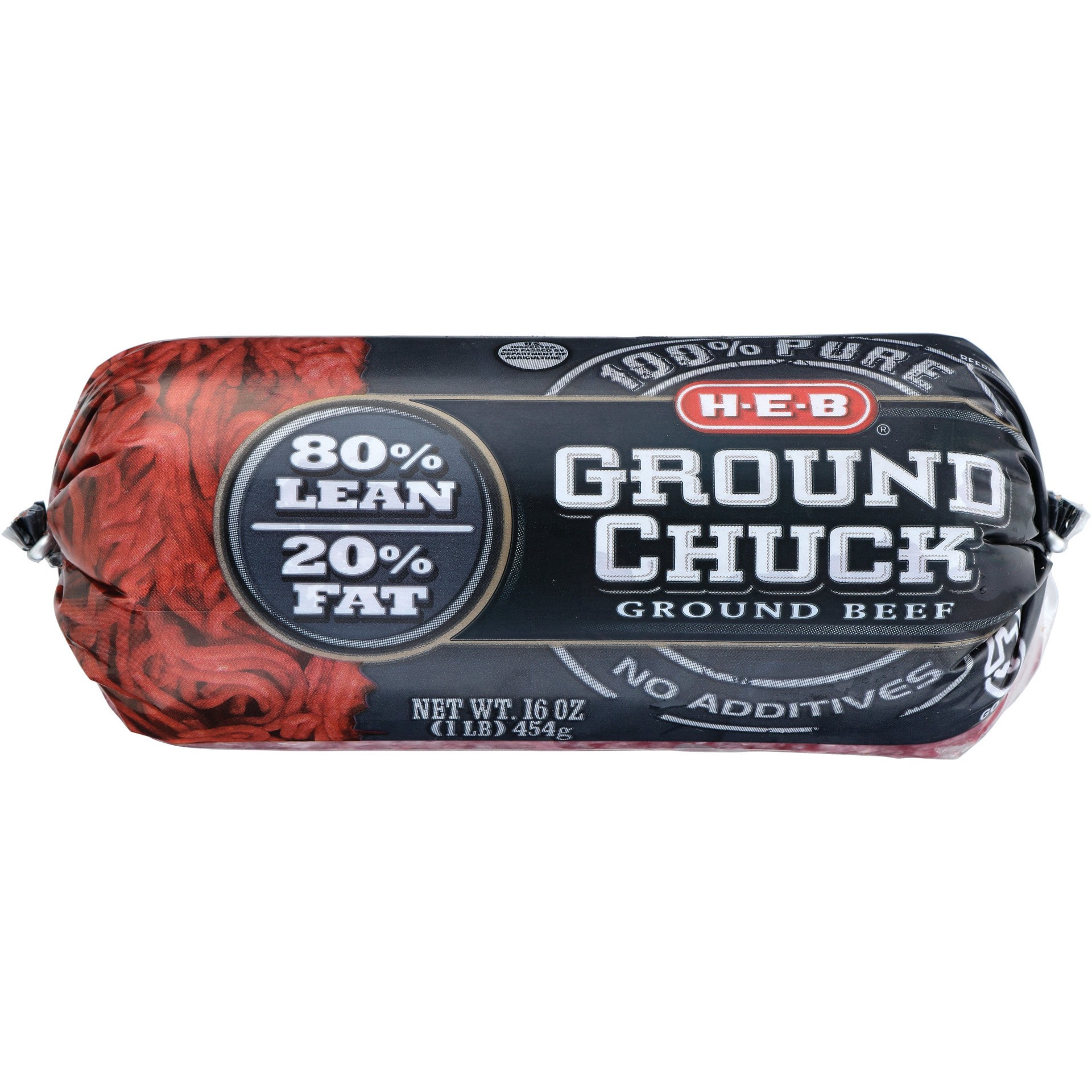 slide 1 of 1, H-E-B Ground Chuck 80% Lean Ground Beef, 16 oz