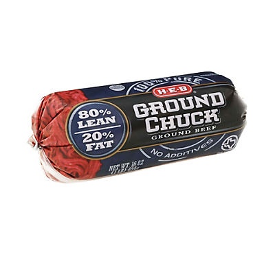 slide 1 of 1, H-E-B Ground Chuck 80% Lean Ground Beef, 16 oz