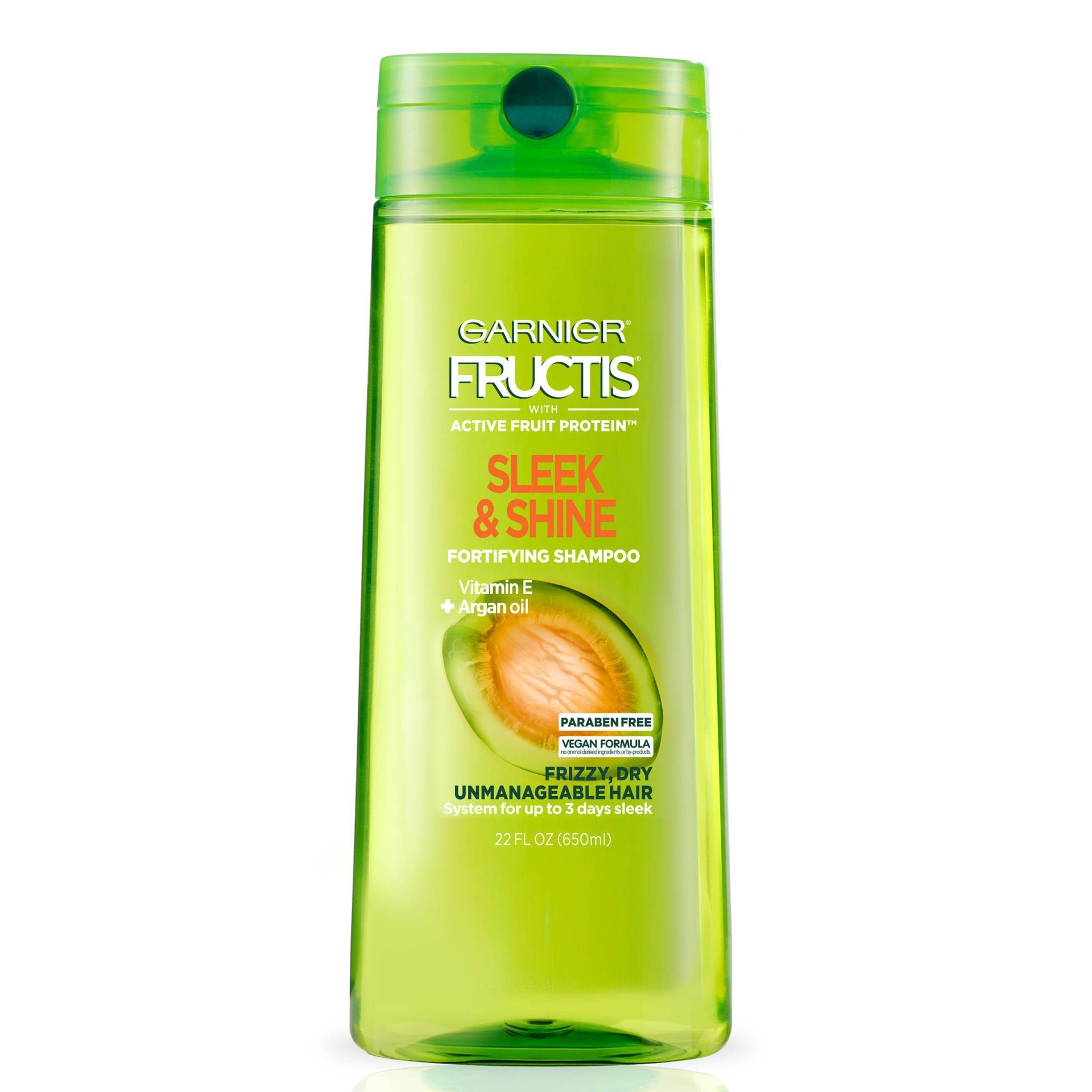 slide 1 of 3, Garnier With Active Fruit Protein Sleek Shine Fortifying Shampoo With Argan Oil From Morocco, 22 oz