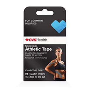 slide 1 of 1, CVS Health Kinesiology Athletic Tape Strips, Charcoal Gray, 1 ct