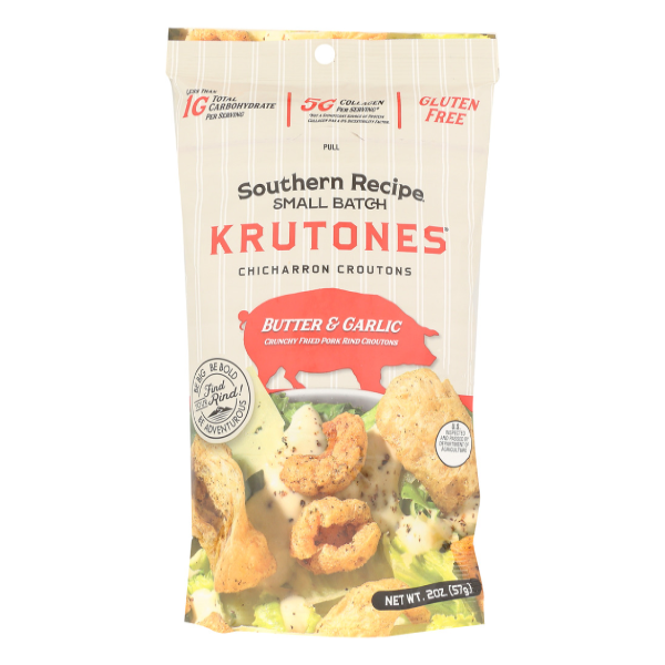 slide 1 of 1, Krutones Southern Recipe Butter & Garlic Chicharron Croutons 2 oz, 2 oz
