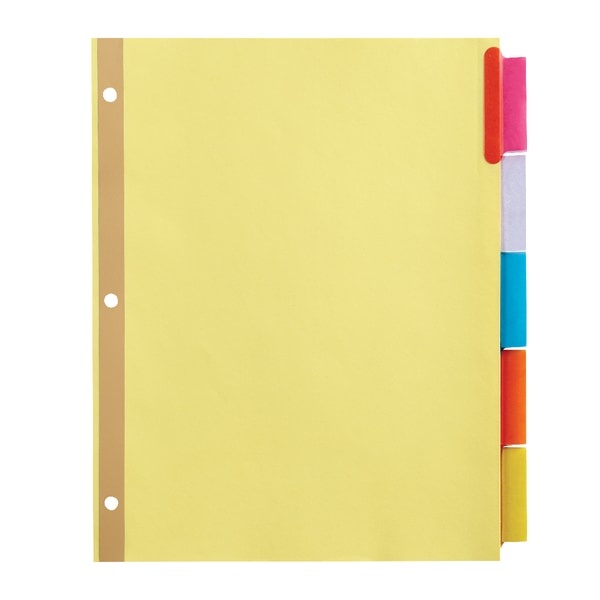 slide 1 of 2, Office Depot Brand Insertable Dividers With Big Tabs, Buff, Assorted Colors, 5-Tab, Pack Of 4 Sets, 4 ct