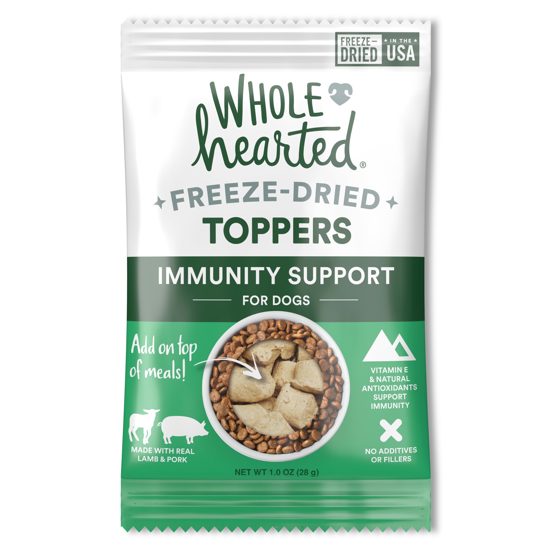 slide 1 of 1, WholeHearted Freeze-Dried Immunity Support Dog Food Toppers, 1 oz., 1 ct