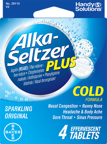 slide 1 of 1, Alka-Seltzer Cold Formula Travel A, 4 ct
