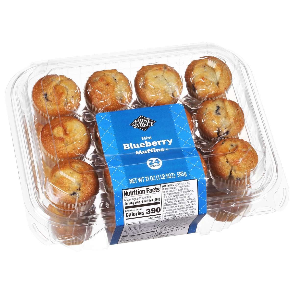 slide 3 of 4, First Street Blueberry Mini Muffins, 21 oz