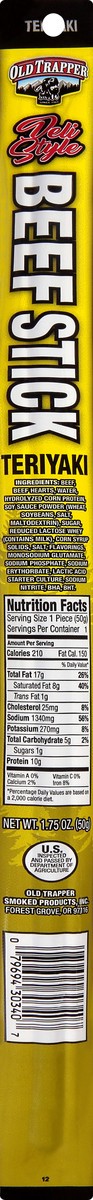 slide 12 of 13, Old Trapper Beef Stick Teriyaki, 1 ct