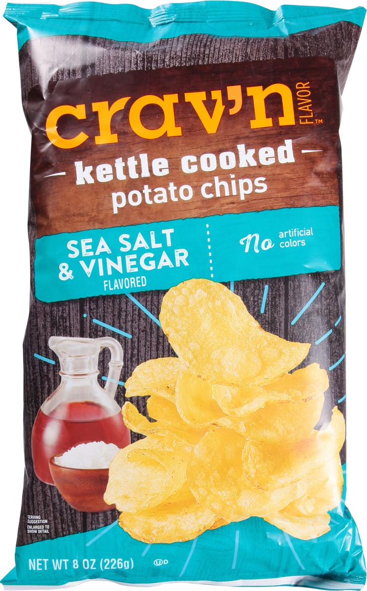 slide 8 of 9, Crav'n Flavor Kettle Cooked Sea Salt & Vinegar Potato Chips 8 oz, 8 oz